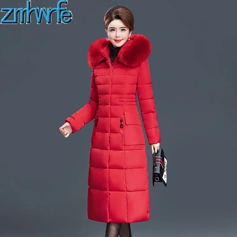 Женская зимняя куртка с хлопковой подкладкой для среднего возраста X-Long, уплотненное пальто, 5XL, большой размер, одежда для мамы, тонкая парка Casaco