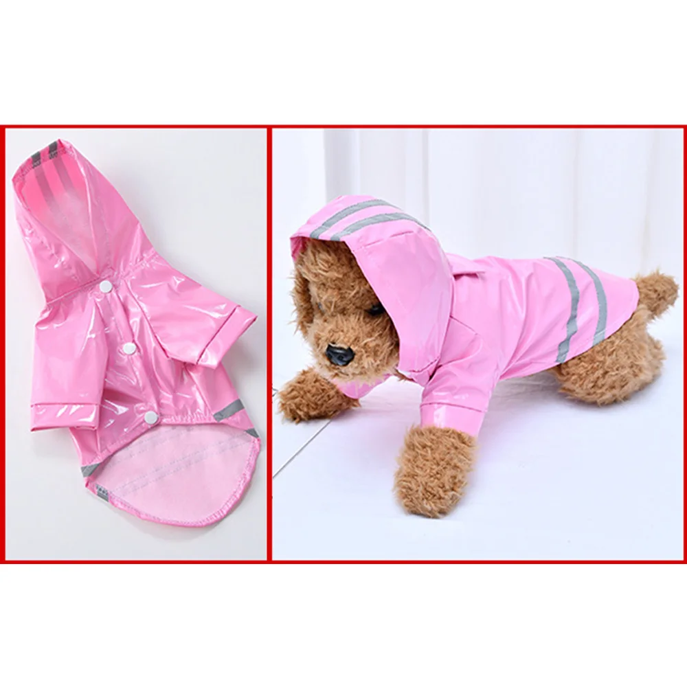 Waterproof Pet Dog Raincoat Puppy Rain Coat with Hood Reflective Waterproof Dog Clothes Grey Reflective Raincoa for Pet S/M/L/XL