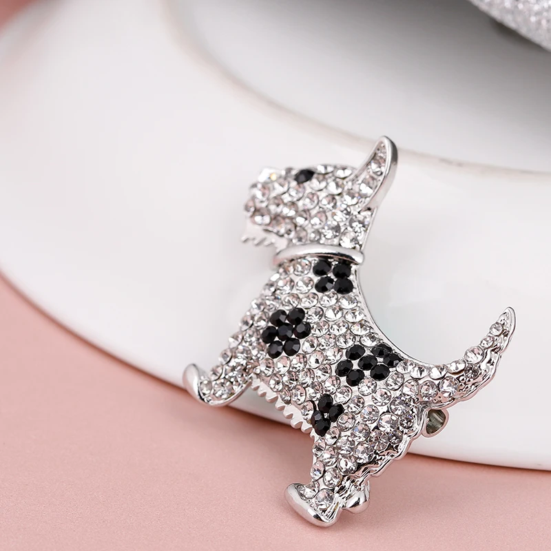 H470180X雪纳瑞犬捷克钻胸针白金色 (7)