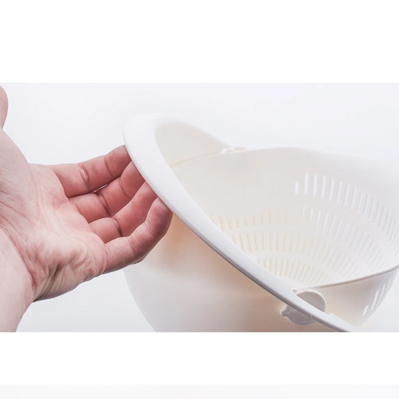 Household Fruit Drain Basket Double Drain Basket Bowl Kitchen Strainer Noodles Vegetables Fruit Gift High Capacity