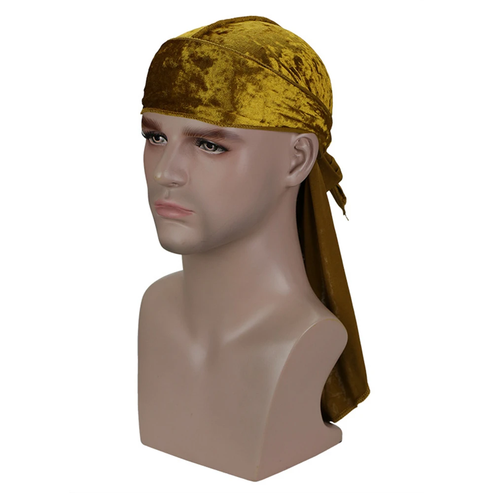 Мужская шапка тюрбан Helisopus Durag модная бархатная дышащая однотонная Шапка унисекс