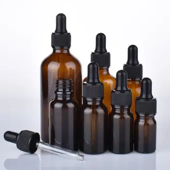 

5Pcs 5/10/20/50/100ml Essential Oil Amber Glass Dropper Bottles Sample Vials Perfume Empty Refillable Jars Cosmetic Container