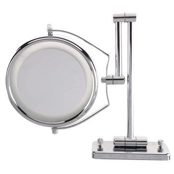 

1pc New Folding Double Wall Mount Vanity Mirror 6" LED Light Makeup Mirror Silver Led Makeup Mirror With Light