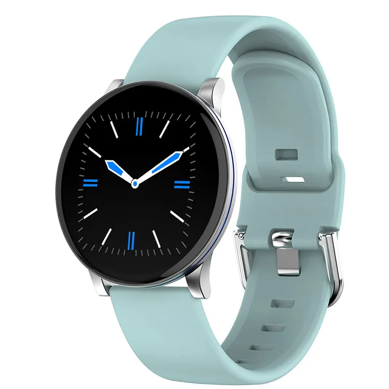 Круглые умные часы для мужчин и женщин для Android IOS E Smartwatch lectronics умные часы Wach фитнес трекер Топ смарт-часы наручные часы - Цвет: silicone light blue
