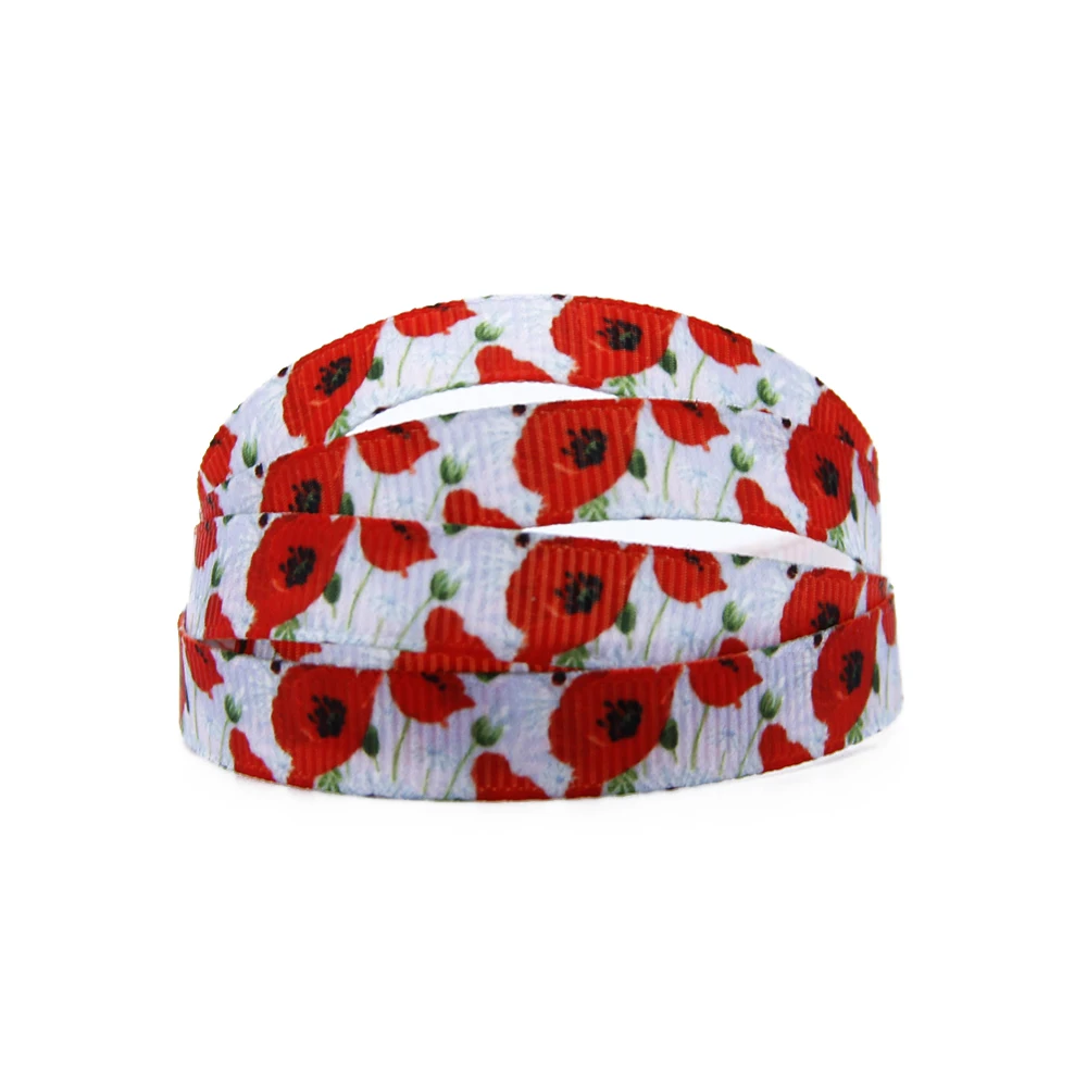 1086366028 David accessories 9mm Flower Printed Grosgrain Ribbon Fabric DIY Wrapping/Party/Hair Bow Decoration Art Sewing Material,5Yc8460 - Цвет: 1086366028