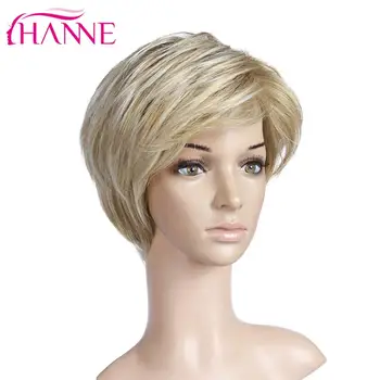 

HANNE Short Synthetic Wigs Blonde/Gray/Brown Hair High Temperature Fiber Wigs For Black/White Women