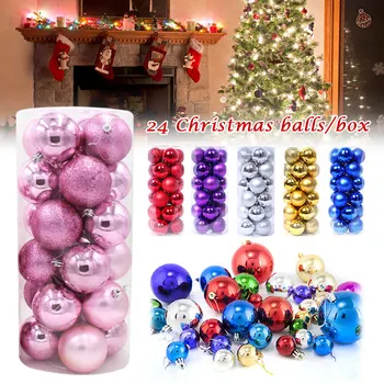 

24pcs/Set Christmas Ball Ornaments Shatterproof Christmas Tree Balls Decorations Baubles Set 3/4/6/8/10CM
