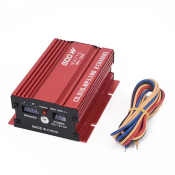 

DC12V 500W 2-channel Mini Hi-Fi Stereo Car Audio Amplifier Red Aluminum Alloy Amplifier Universal For Car Motorcycle Mp3 Mp4