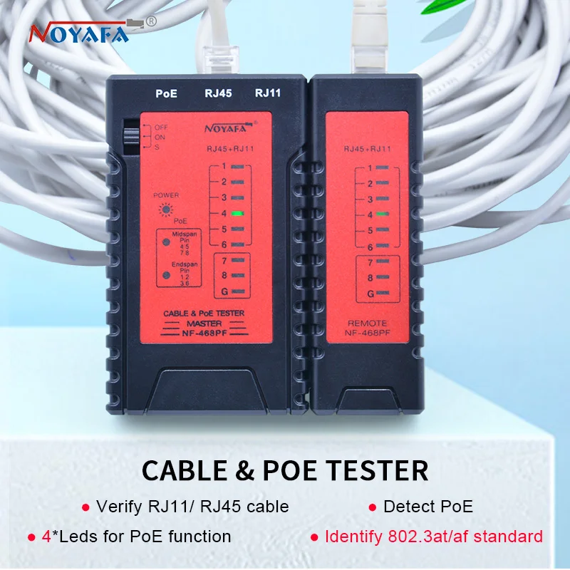 Высокое качество NOYAFA NF 468PT POE тестер проверка кабеля RJ11 RJ45 обнаружение PoE