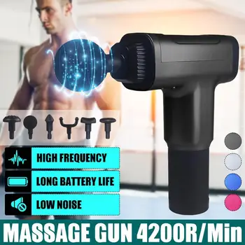 

Muscle Massage Gun Powerful Tissue Massager Muscle Pain Management Training Exercising Body Relaxation 4200r/min with 6 Heads