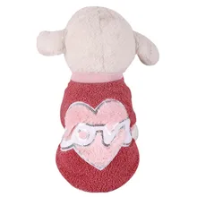 Теплые флисовые 2-клёш одежда утепленный костюм маленьких собак в холодную погоду Футболка с сердечком