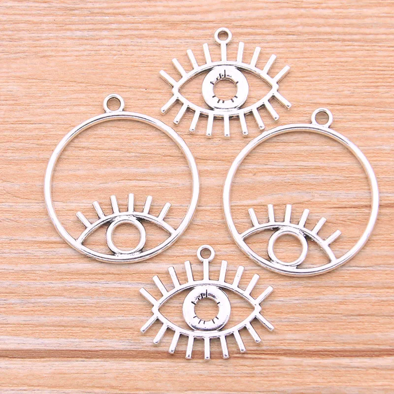 10Pcs 2 Styles Photo Color Round Face Crooked Eyes Charms Pendants Handmade Decoration Vintage For DIY Jewelry Making Findings