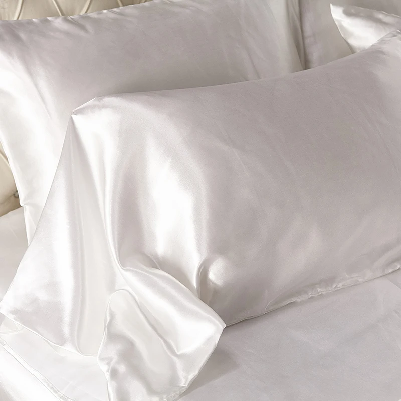 Modern Wedding Silk Bedding Sets Queen Solid Color Purple Duvet Cover Luxury Bed Set Single Double 4