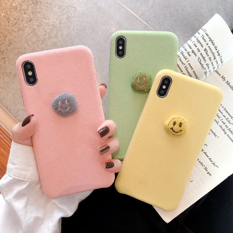 

Cloth Phone Case for iphone 7 8Plus Xs Max XR Simple Case Soft Candy colors Plush Fabrics For iphone 11 pro Max Cover Funda Capa