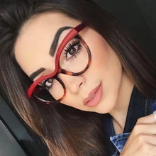 QPeClou, сексуальные, кошачий глаз, леопардовая, оптическая оправа, для женщин, модные, двойной цвет, оправы для очков, для девушек, прозрачные, Oculos Gafas