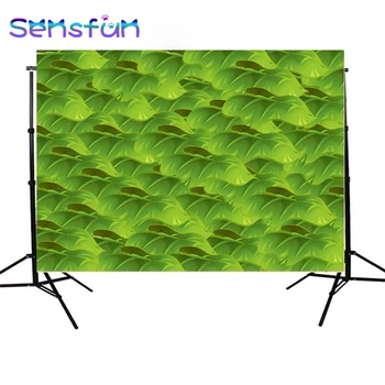 

Green Leaf baby shower photo background Jungle party decor banner Children Birthday backdrop for photography studio Table Cover