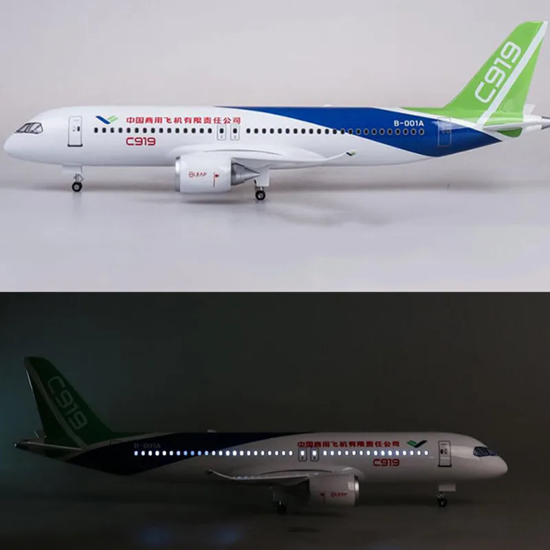 Коллекция 1/82 масштаб Самолет Китай коммерческий самолет C919 авиакомпания 47 см модель с светильник и колесо смолы дисплей самолета