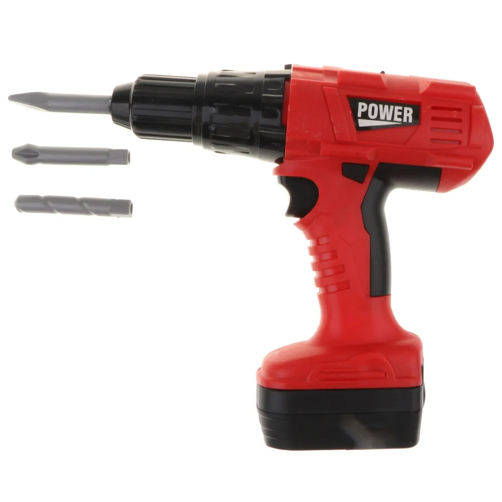 Power Tool Pretend Play Realistic Looking & Working Dual Rotating Drill Tool Kids Electric Simulation Toys for Boys
