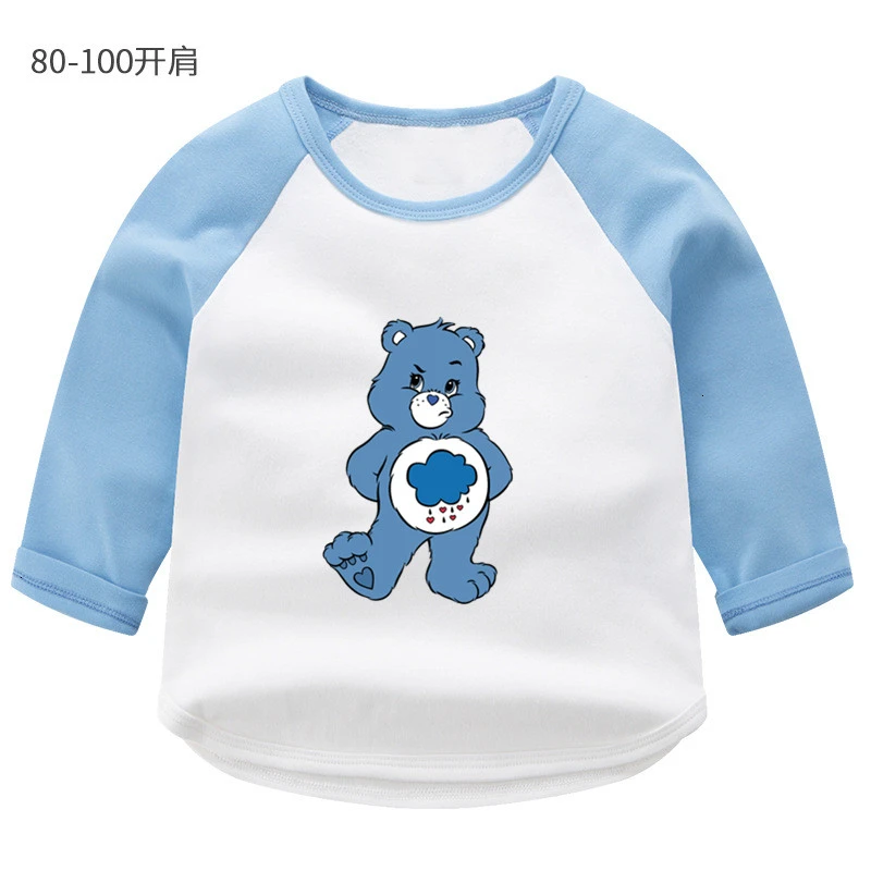 Summer O-Neck Tops Boys Girls Care Bears splice color Long sleeve T-shirt Kid Children Cartoon T shirt Baby - Цвет: as picture