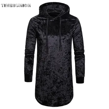 

Hooded Black T Shirt Men 2020 Autumn Winter New Velvet T-shirt Men Slim Fit Long Sleeve Streetwear Tshirt Camiseta Masculina