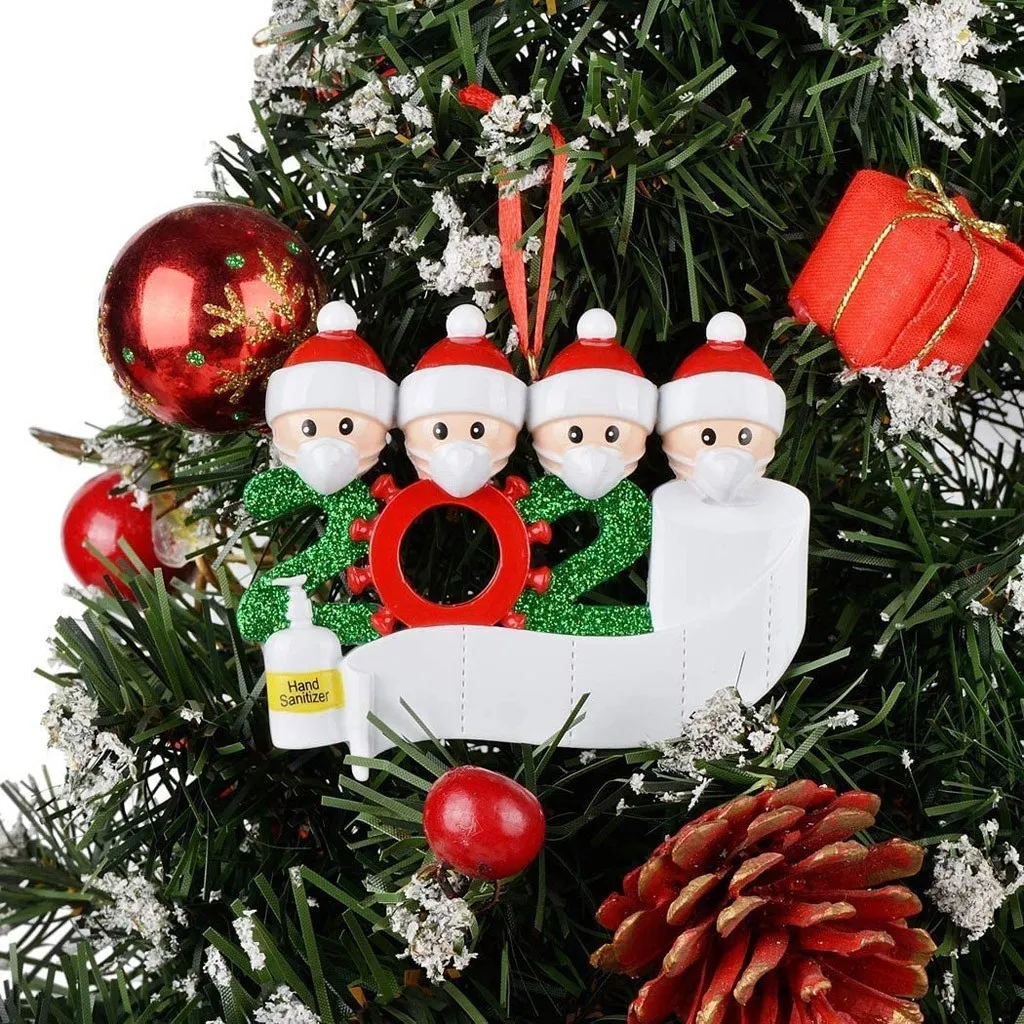 

2020 Christmas Holiday Decorations Resin Mask Snowman Christmas Tree Hanging Pendant Personalized Survived Family Of Ornament