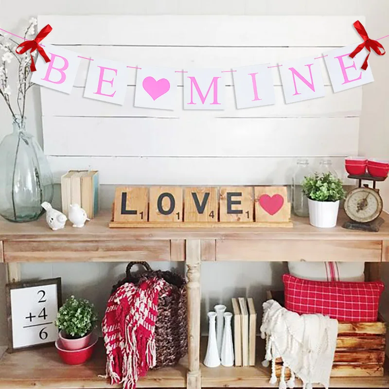 WEIGAO Love Be Mine баннер гирлянда из мешковины на День святого Валентина украшения Винтаж Свадьба Помолвка фон Декор