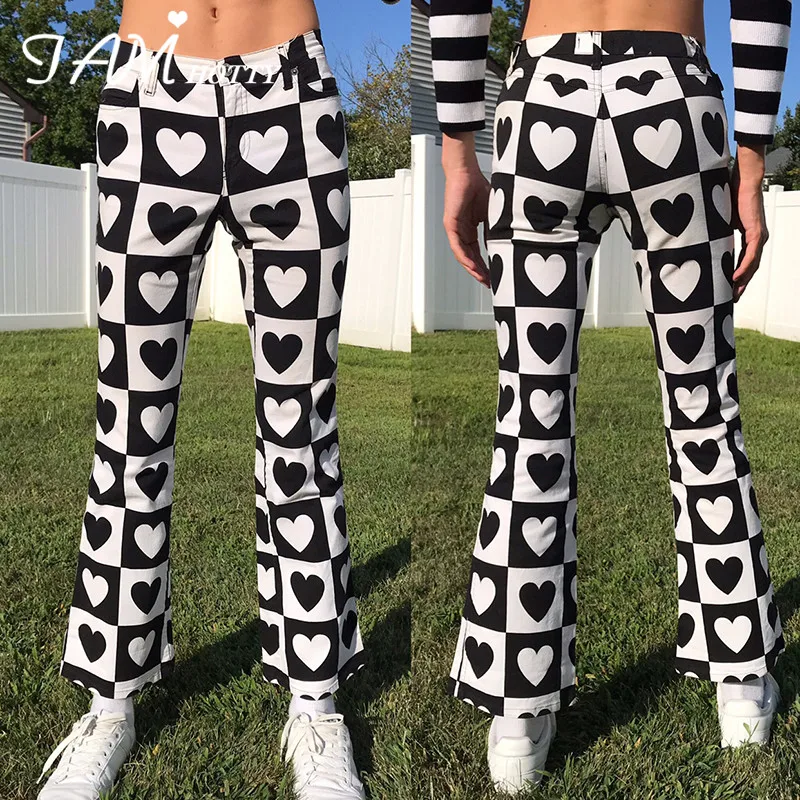 

Harajuku Heart Printed Women's Straight Pants y2k Aesthetic Vintage High Waist Korean Style Fashion Streetwear Female Iamhotty