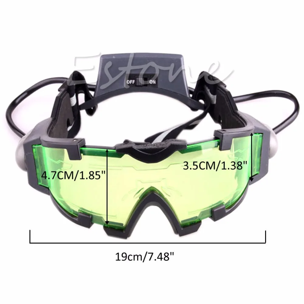Adjustable Elastic Band Night Vision Goggles Glass Children Protection Glasses Cool Green Lens Eye Shield With LED
