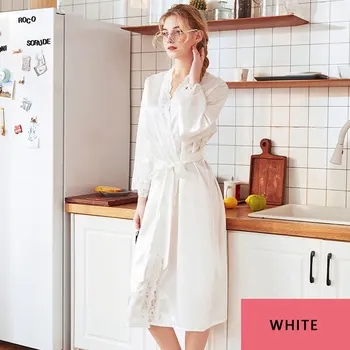 

Thin new product ladies pajamas spring and summer long silk non-binding home clothes long sleeve nightdress nightgown