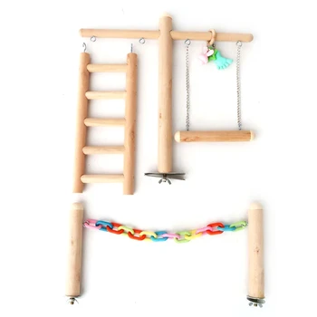 

Parrot Swing Climbing Ladder Ramp Wooden Playground Training Perch Platform