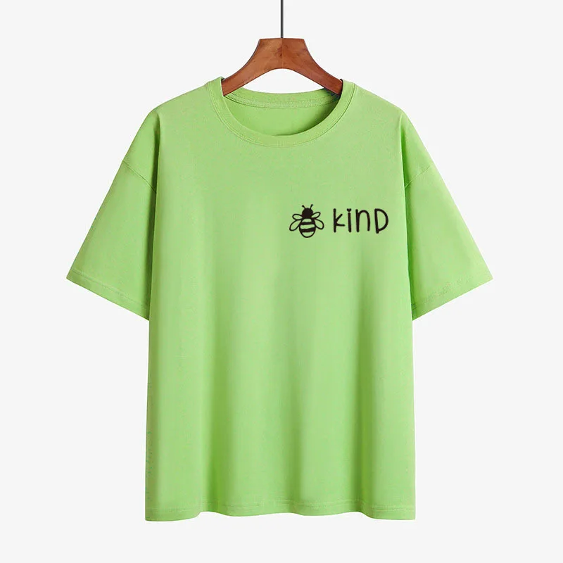 

T-shirt for women bee Letter line Pattern Casual Hip-Hop Loose Cotton Fashion Short Sleeve O-neck 2020 S-XL New Free Shipping