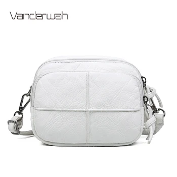 

Soft Washed Leather Handbags 2020 New Luxury Designer Ladies Shoulder Messenger Bag 3-layer Mini Coin Purse Mobile Phone Bag Sac