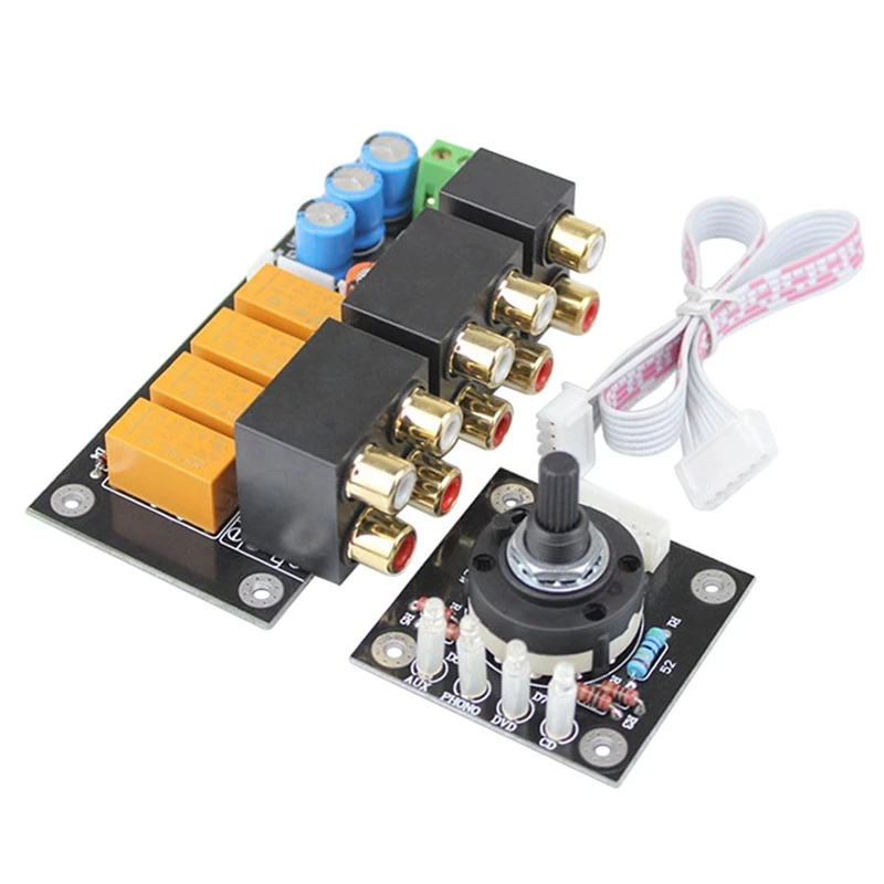 

RCA Audio Switch Input Selection Board Lotus Seat Stereo Relay 4-Way Audio Input Signal Selector Switching Amplifier DIY