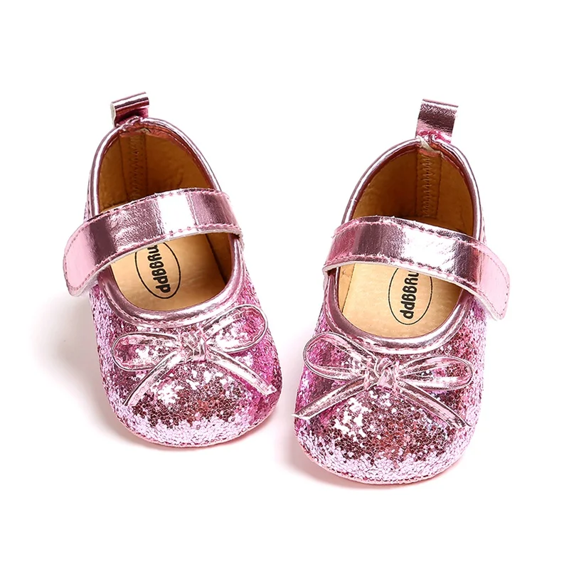 Toddler Newborn First Walkers PU Leather Soft Sole Crib Shoe Newborn Baby Shoes Sequins Baby Girls Summer Princess Shoes