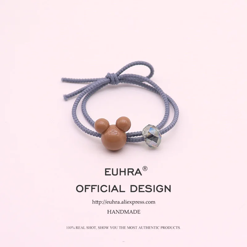 EUHRA/5 цветов, голова Микки Минни с хрустальными бусинами, женские эластичные резинки для волос для девочек, детские резинки, Прочные эластичные - Цвет: Color A