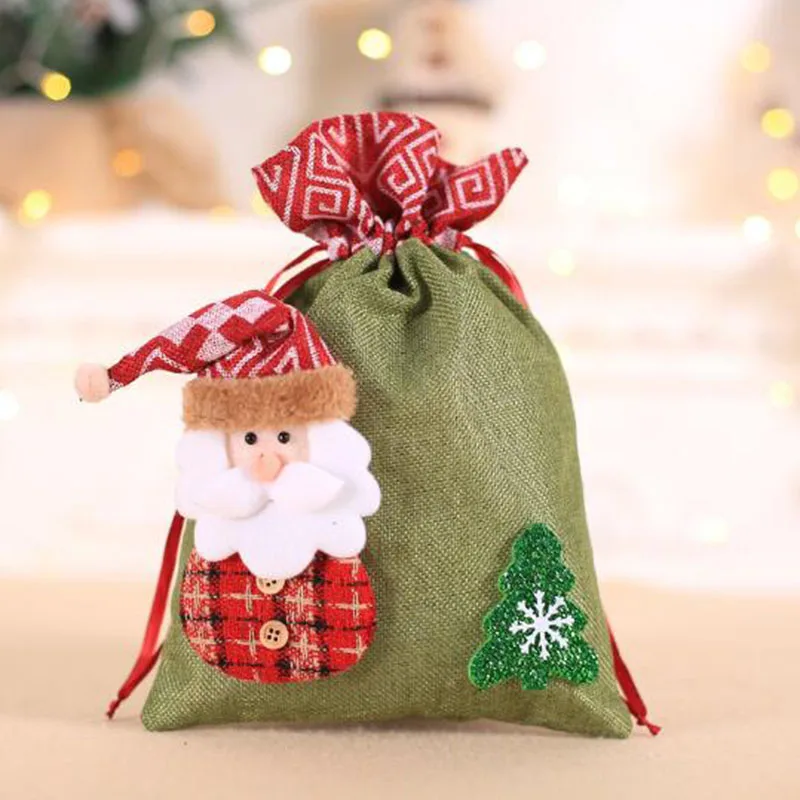 5 шт./компл. большой Размеры 20x30 см Творческий Рождественский подарок сумка льняная Apple конфет посылка сумка Рождественский Год Вечерние подарок - Цвет: green