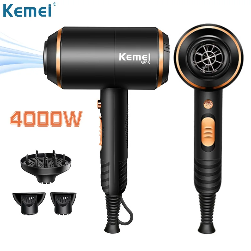 

Kemei Ionic Hair Dryer 3 In 1 Strong Power 4000w Electric Blow Dryer With Diffuser 210-240v Professional Hairdressing Equipment