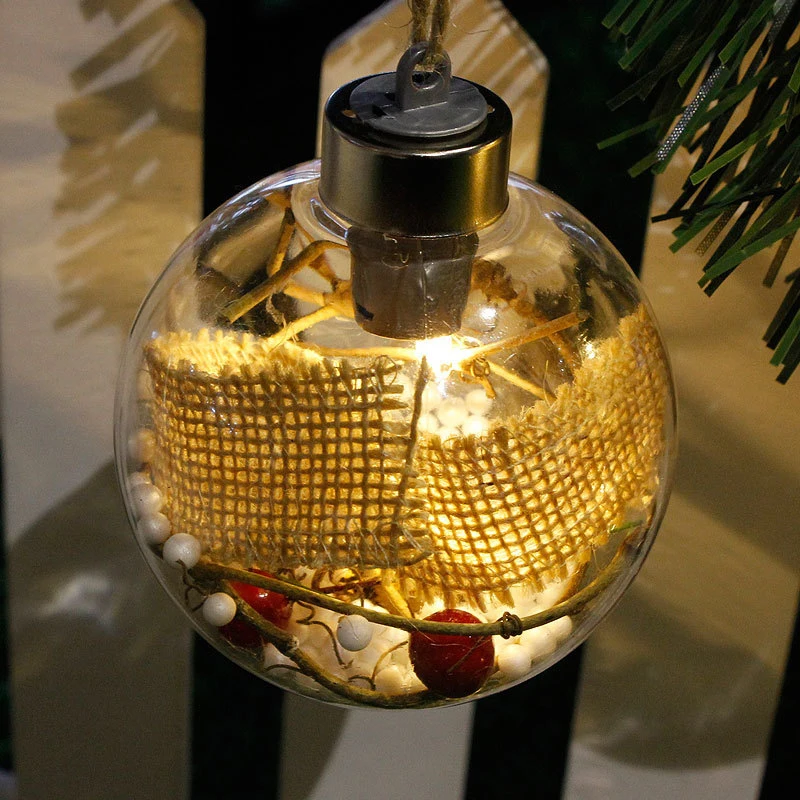 Рождественская елка свет украшение светодиодный елочные шары легкие прозрачный орнамент для дома дверцы окно праздничное украшение для вечеринок