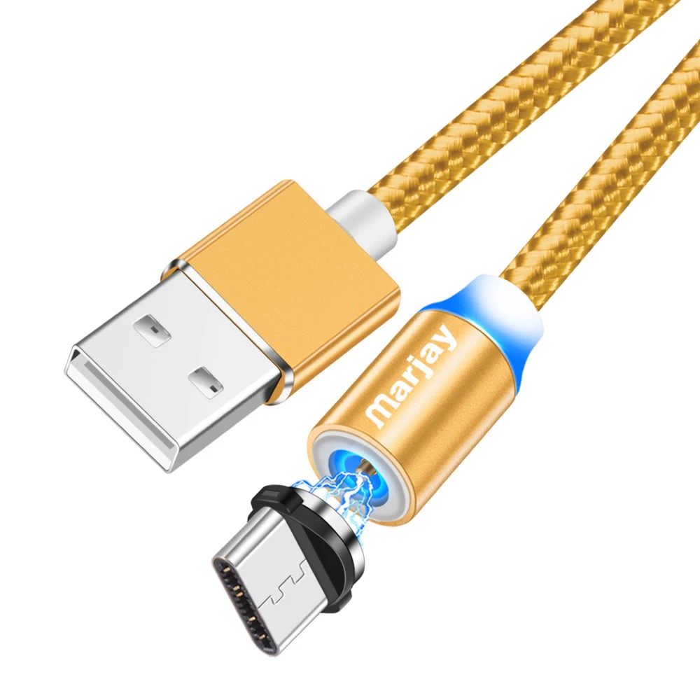 Gold for Type C Магнитный кабель Marjay type-C для samsung A50, быстрая зарядка, Micro USB кабель для Xiaomi, huawei, магнитное зарядное устройство, USB шнур для iPhone 7 - Цвет: Gold for Type C