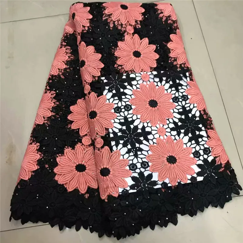 

African Cord Lace Fabric Black Fabric Swiss Voile lace big Stones Wholesale Price France Mesh Net Lace For Dress