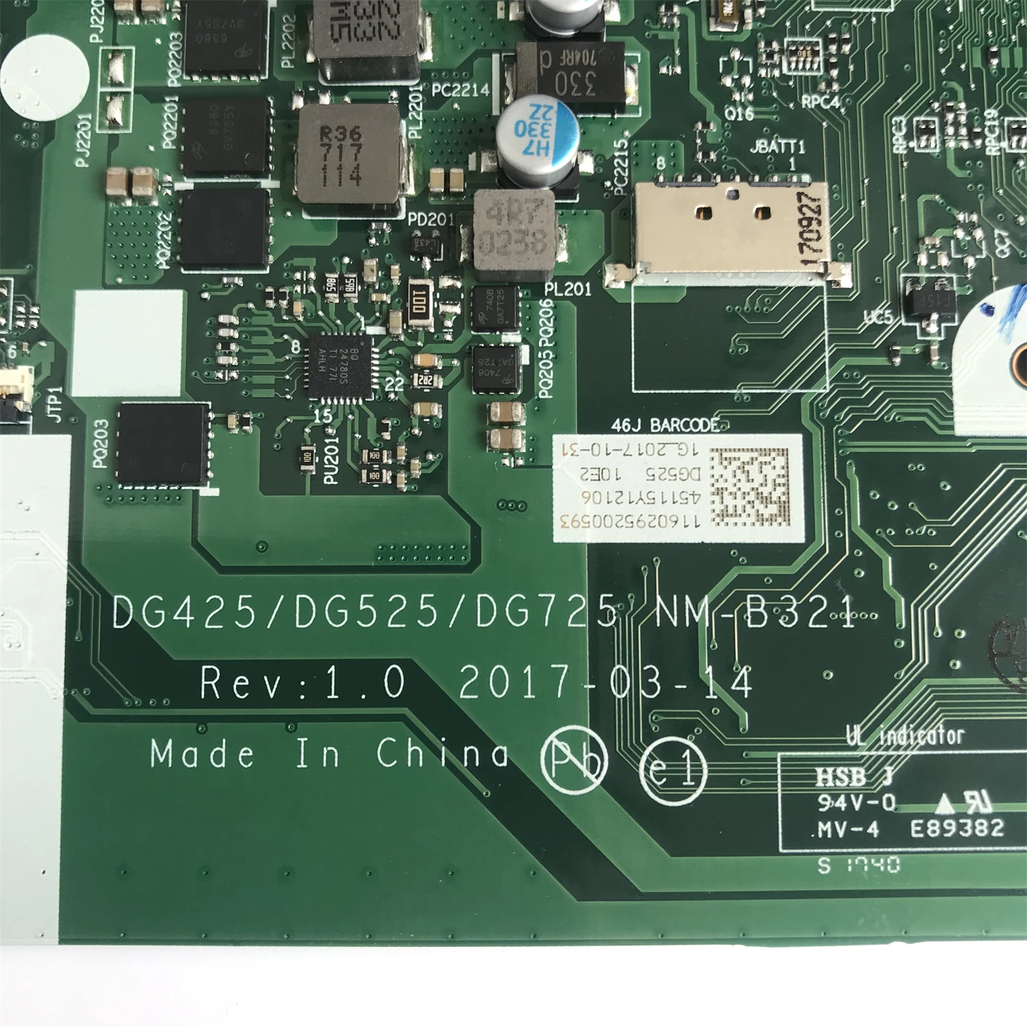 para Lenovo Ideapad Laptop Motherboard Dg425 Dg525 Dg725 Nm-b321 w A6-9220u 100 Teste 5b20p19428 5b20p15313 32015ast 5b20p19442 - Imagem 4
