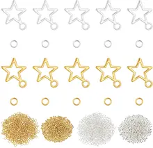 

2200 Pcs Dangle Nail Art Charms Hollow Star Nail Charm Beads with Jump Rings and Manual Nail Art Punch Tools