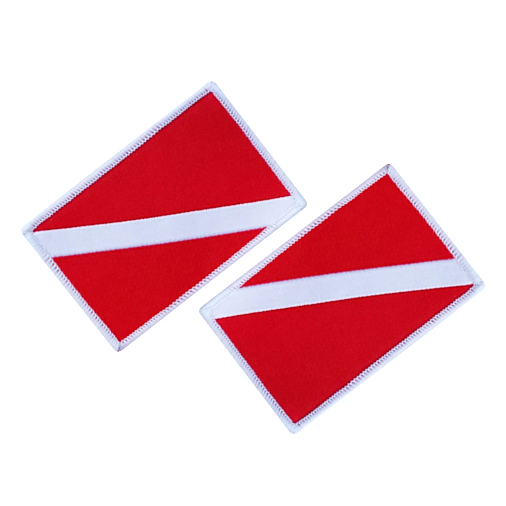 2Pcs Scuba Diver Down Dive Flag Embroidered Sew On Badge Patches Accessories