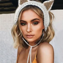 Вязаные шерстяные вязаные крючком наушники зима осень теплые плюшевые наушники милые INS Мода