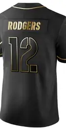 Custom Embroidery For Men Women Kid Youth Aaron Rodgers Golden Black American Football Jersey