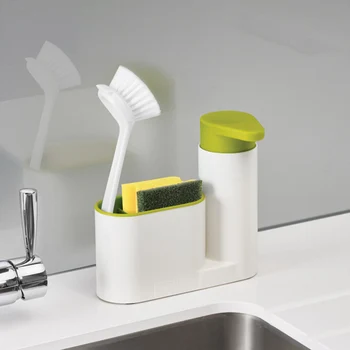 

Behogar 2 In 1 Soap Dispenser Rack Kitchen Bathroom Storage Rack Liquid Detergent Container Sponge Drainboard Soap Holder Rack
