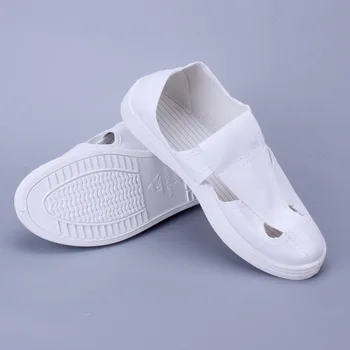 

DMZ1 Anti-static four-eye shoes PVC sole canvas jing dian xie blue and white dust-free work shoes production