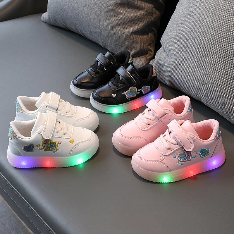 Borradura mantequilla impulso Zapatos LED para niños y niñas, zapatillas brillantes con suela luminosa,  Tenis de talla 21 30|Zapatillas deportivas| - AliExpress