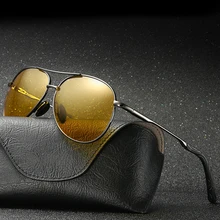 Поляризационные солнцезащитные очки ночного видения для вождения автомобиля мужские зеркальные очки желтые зеленые линзы антибликовые солнцезащитные очки