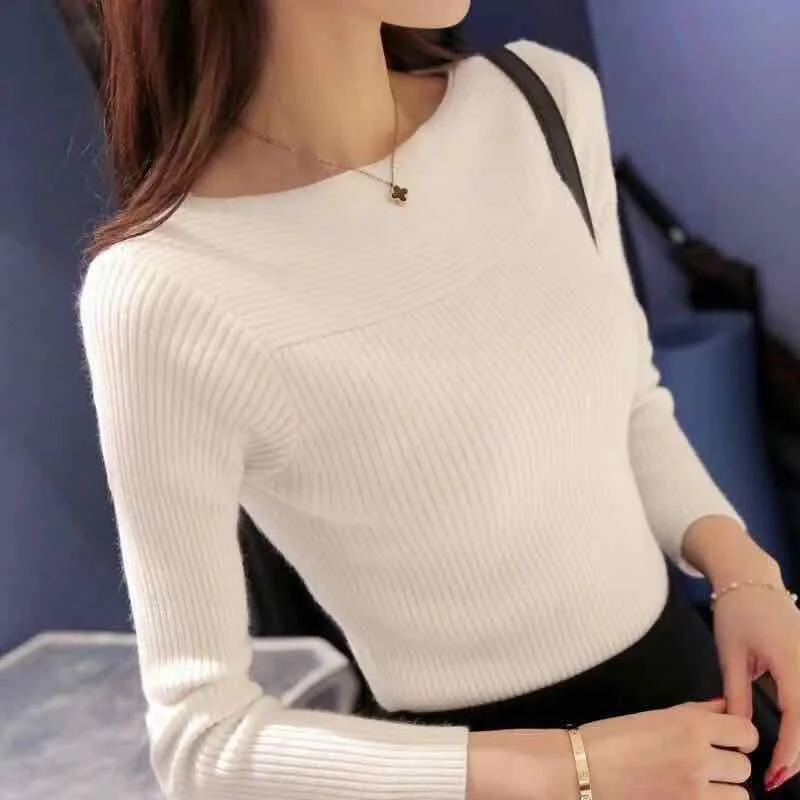 

2019 Autumn Winter casual Womens ladies Sexy O Neck Long Sleeve Pullover Jumper Sweaters Blouse Soft top Free Shipping